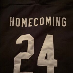 Essentials Black V-Neck Sweater with White Homecoming Design